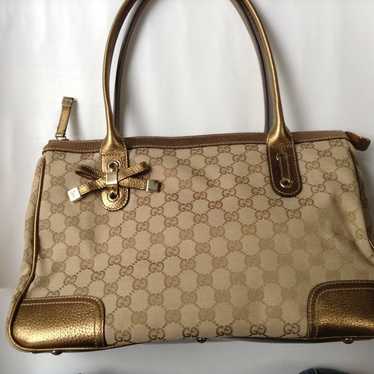 Brand new Gucci tote bag leather * canvas gold