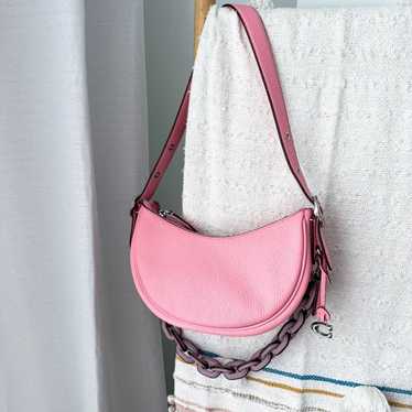 Coach Luna Flower Pink Genuine Pebble Leather Shou