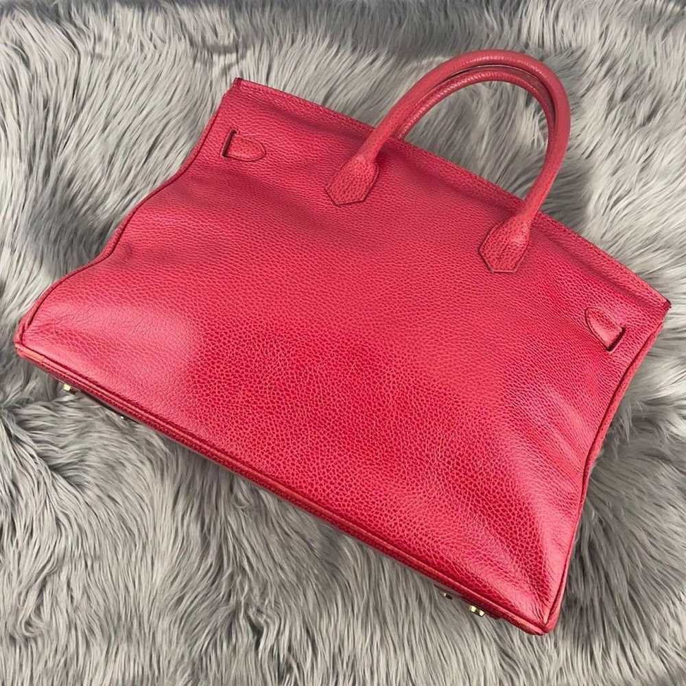 ◆High-class Leather Handbag Red - image 2