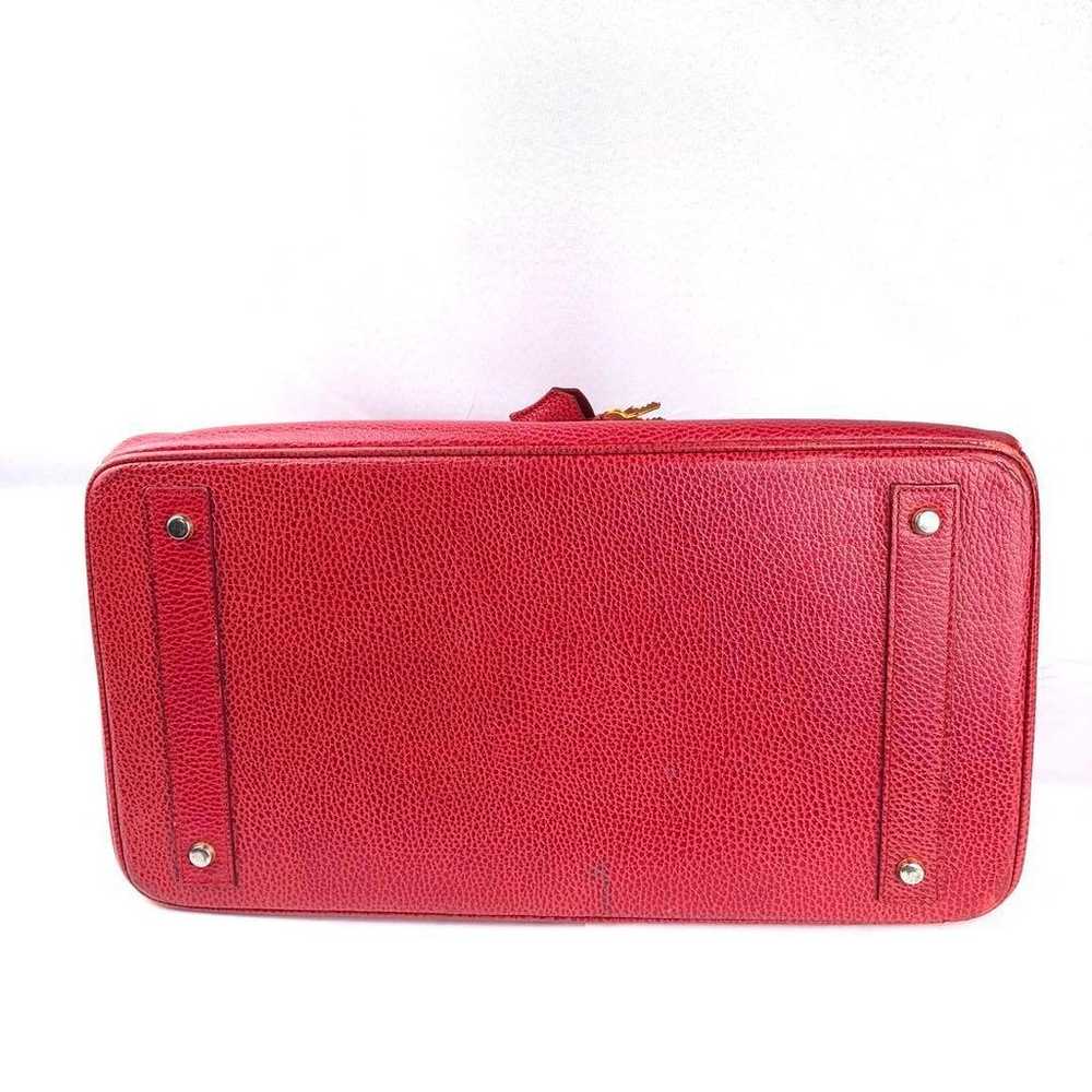 ◆High-class Leather Handbag Red - image 4