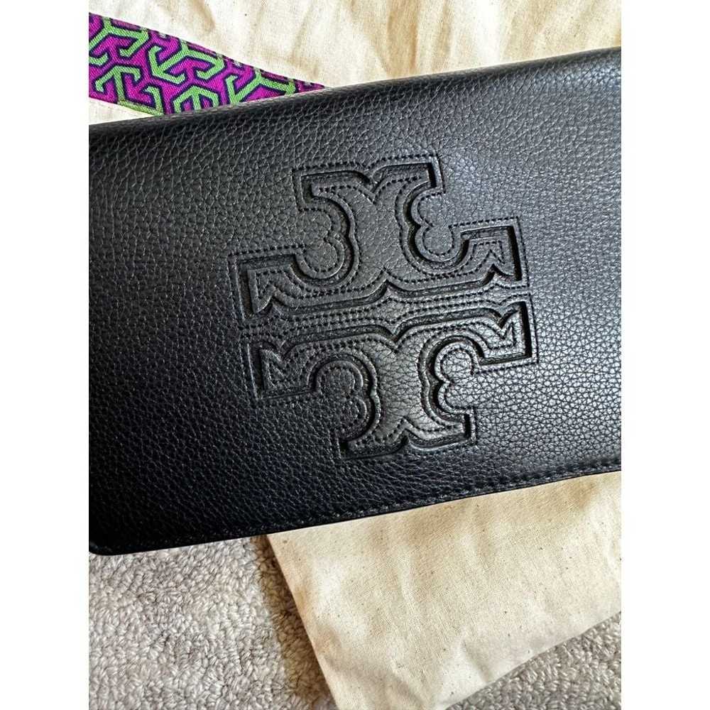 TORY BURCH LADIES BLACK LEATHER HARPER FLAP  CLUT… - image 2