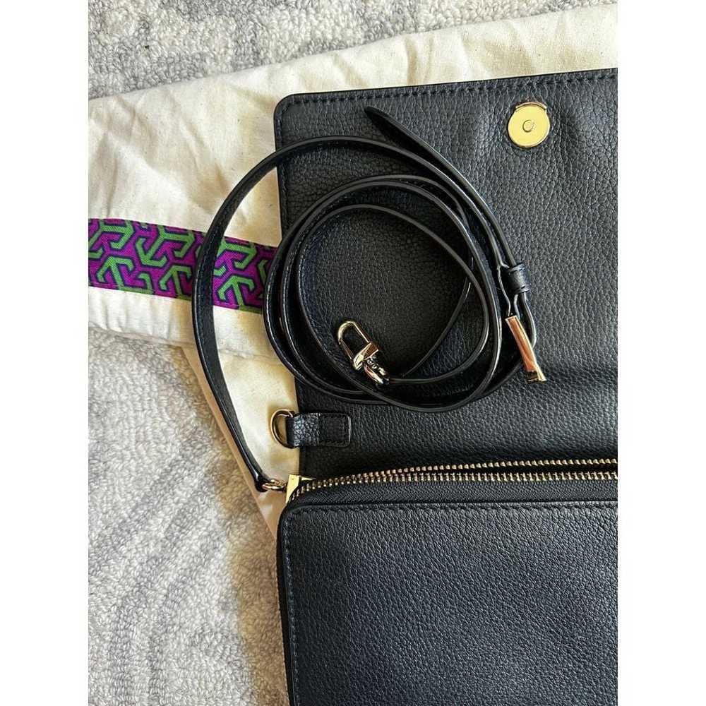 TORY BURCH LADIES BLACK LEATHER HARPER FLAP  CLUT… - image 6