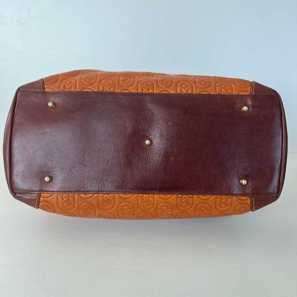 MARINO ORLANDI Italy Monogram Cognac Brown Leathe… - image 9