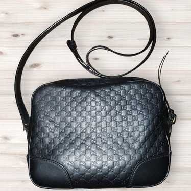 Gucci Micro GG Shima Leather Shoulder Bag Black