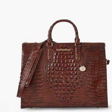 Brahmin Melbourne Leather Crocodile Embossed Pecan