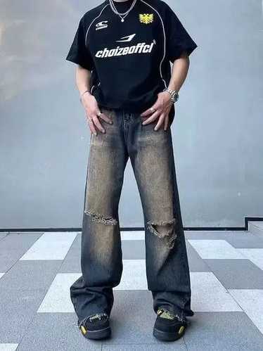 Japanese Brand × Jean × Streetwear Distressed Bag… - image 1