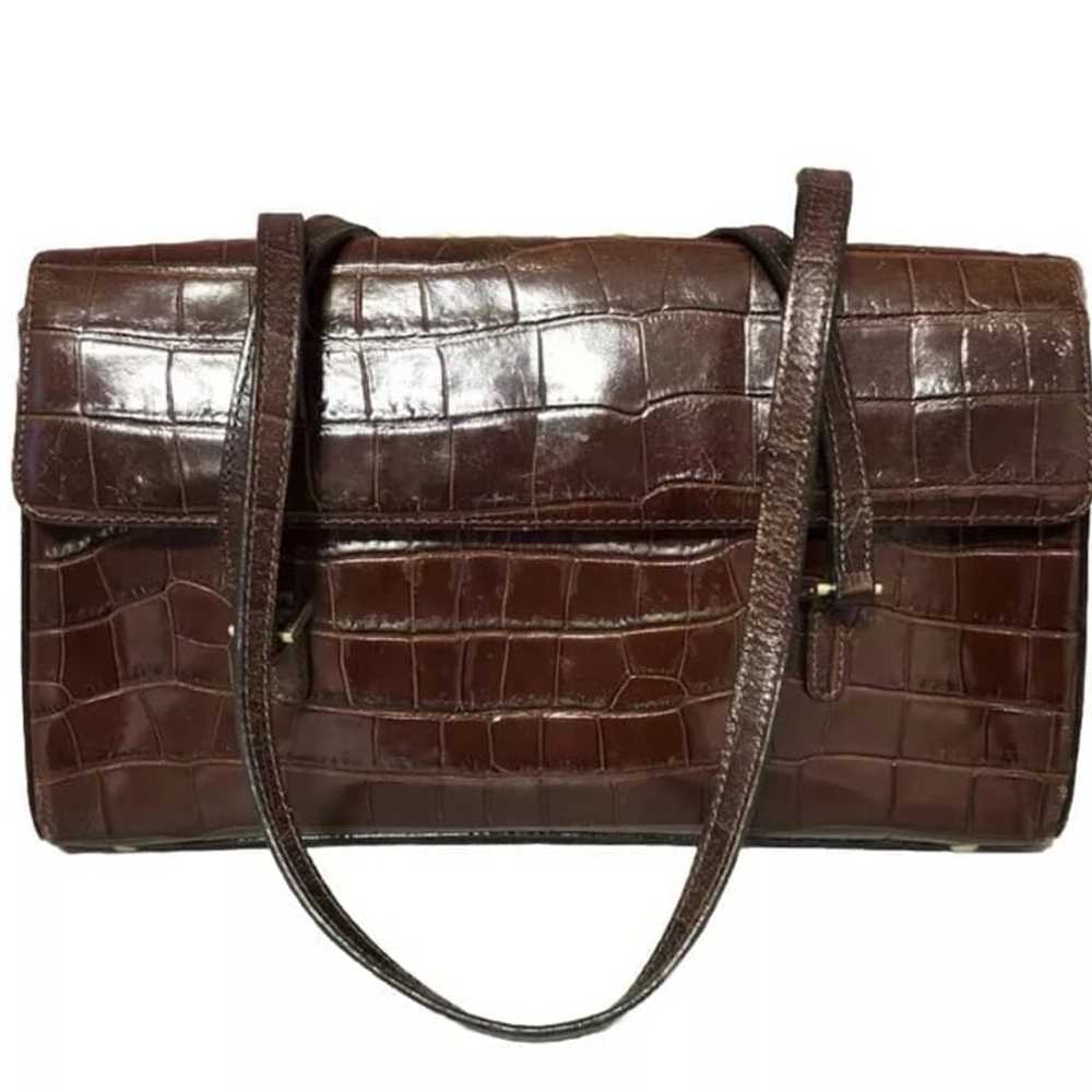 Vintage Fossil Croc Embossed Leather Shoulder Bag - image 1