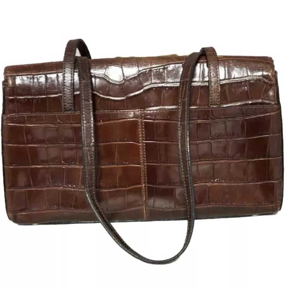 Vintage Fossil Croc Embossed Leather Shoulder Bag - image 2