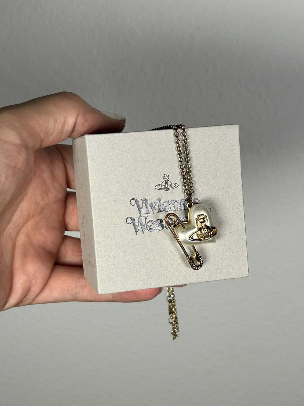 Vivienne Westwood Pearl Heart Arrow Orb Necklace - image 1