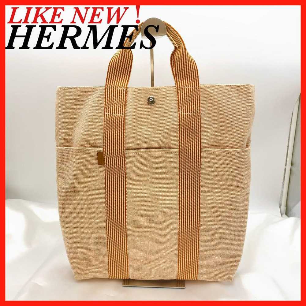 HERMES Neufoullto Tote Bag Canvas Orange Excellen… - image 11