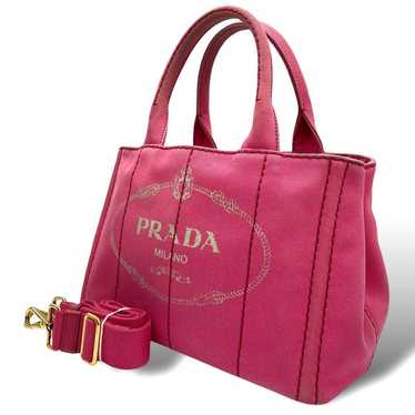 PRADA Prada s8 Canapa Canvas Pink 2way Handbag