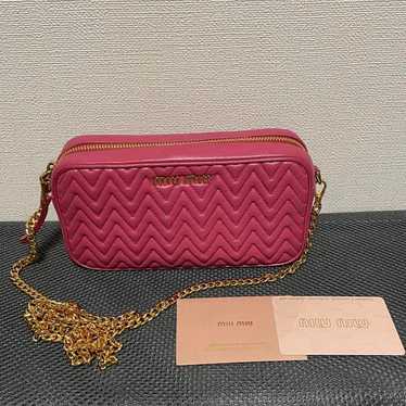 miumiu Shoulder Bag 5DH039 Nappa Impunture Pink - image 1