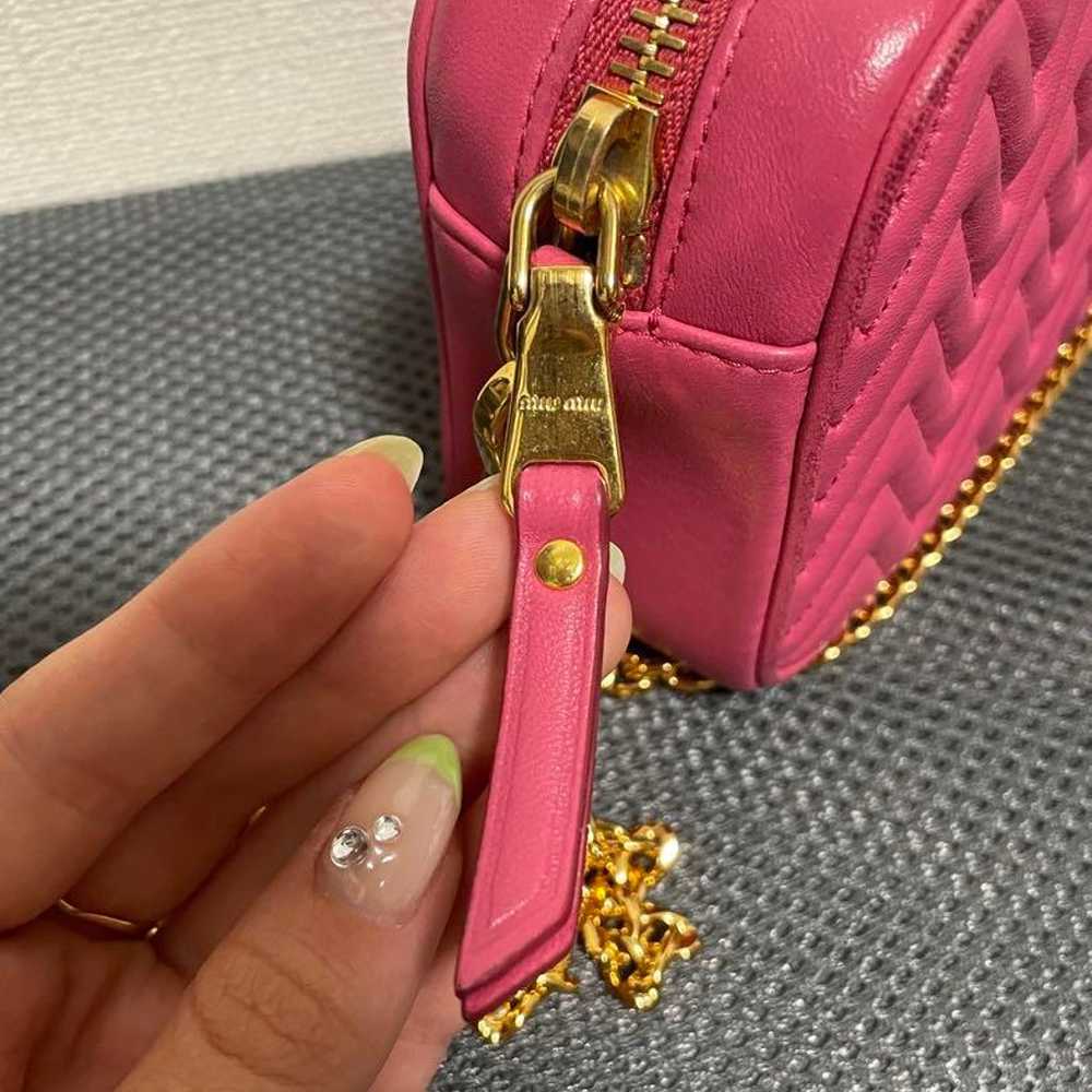 miumiu Shoulder Bag 5DH039 Nappa Impunture Pink - image 3