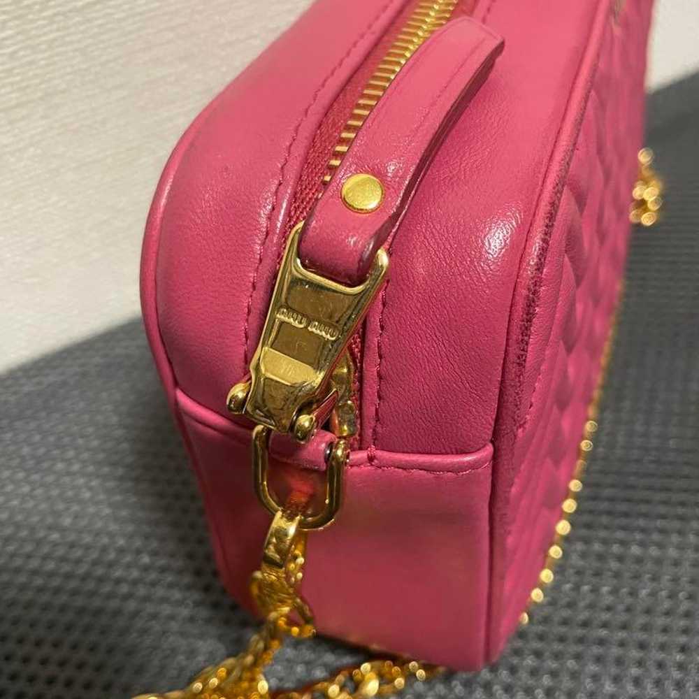 miumiu Shoulder Bag 5DH039 Nappa Impunture Pink - image 4