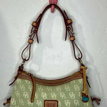 Vtg. Dooney & Bourke mini East West green slouch b