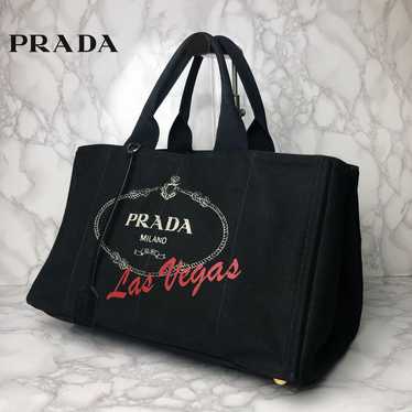 011 PRADA Canapa Tote Bag Handbag Rare Black