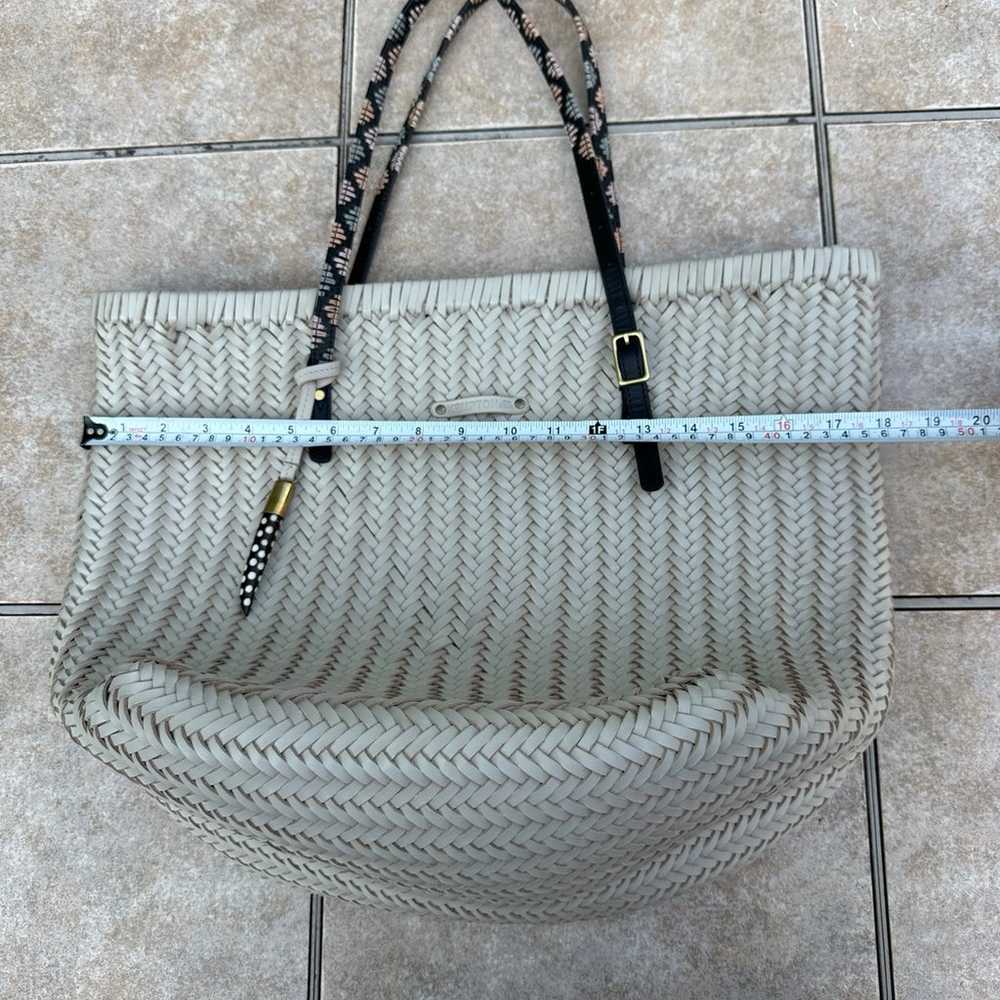 kempton and co chalk basket weave leather tote - image 11