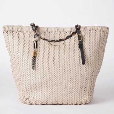 kempton and co chalk basket weave leather tote - image 1