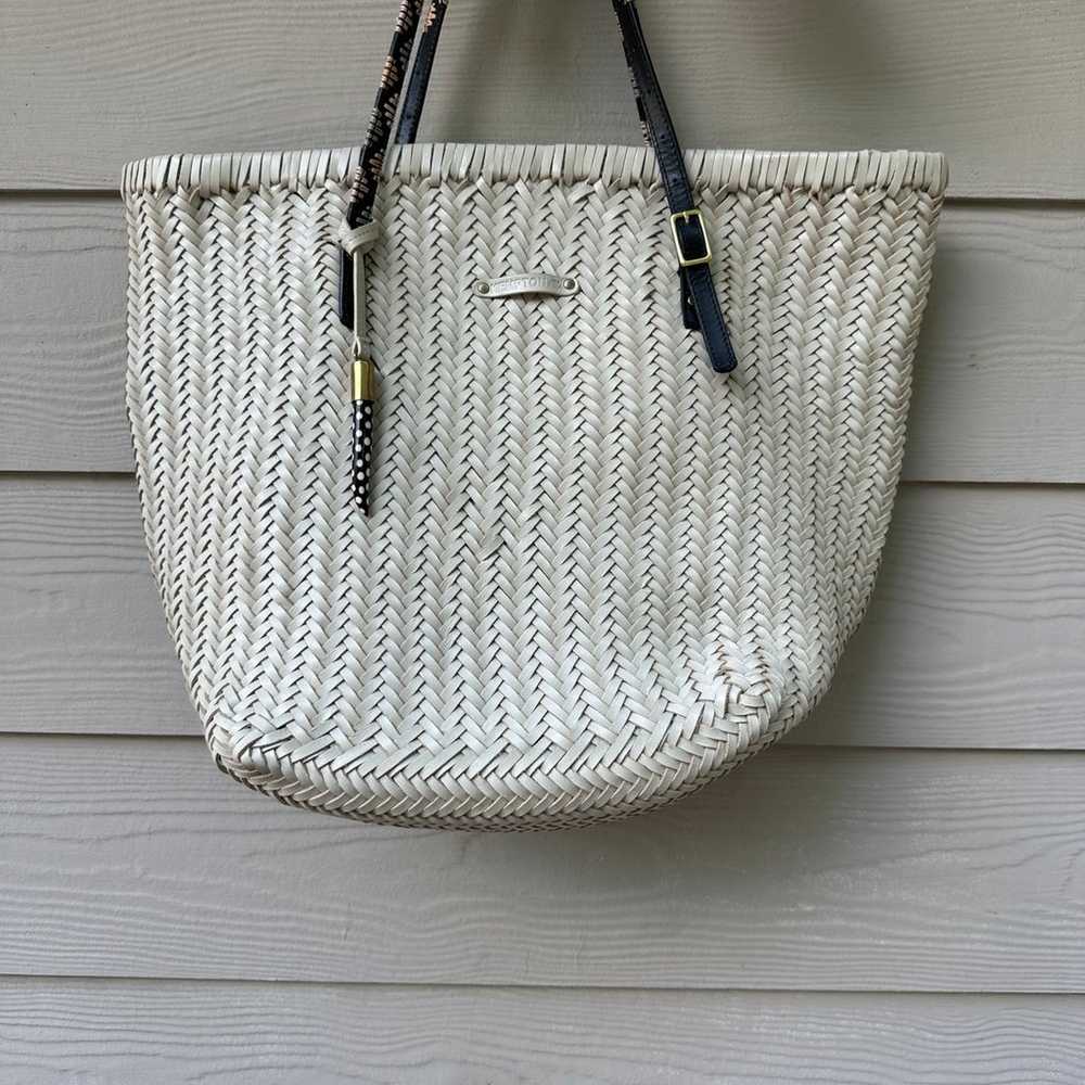 kempton and co chalk basket weave leather tote - image 3