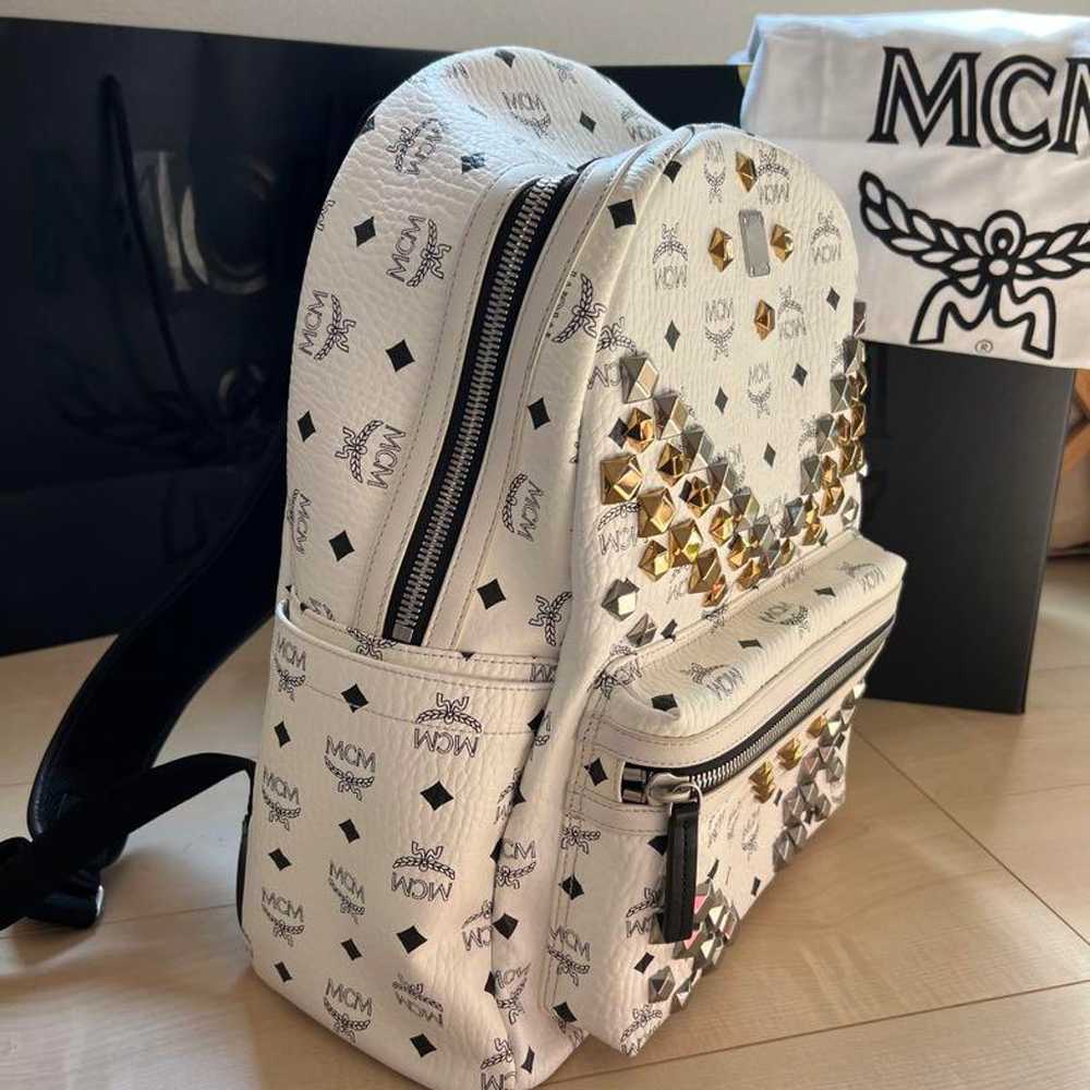 MCM backpack / white / studs / genuine item - image 1