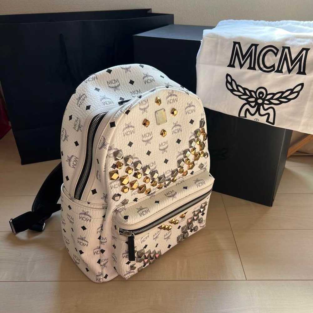 MCM backpack / white / studs / genuine item - image 2