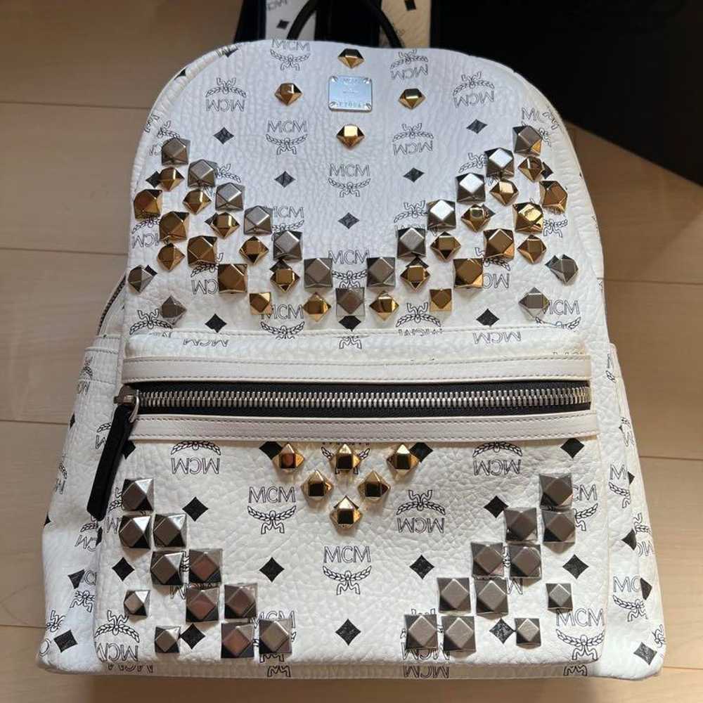 MCM backpack / white / studs / genuine item - image 4