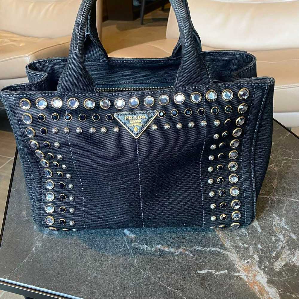 PRADA Canapa Tote Bijou Black - image 2