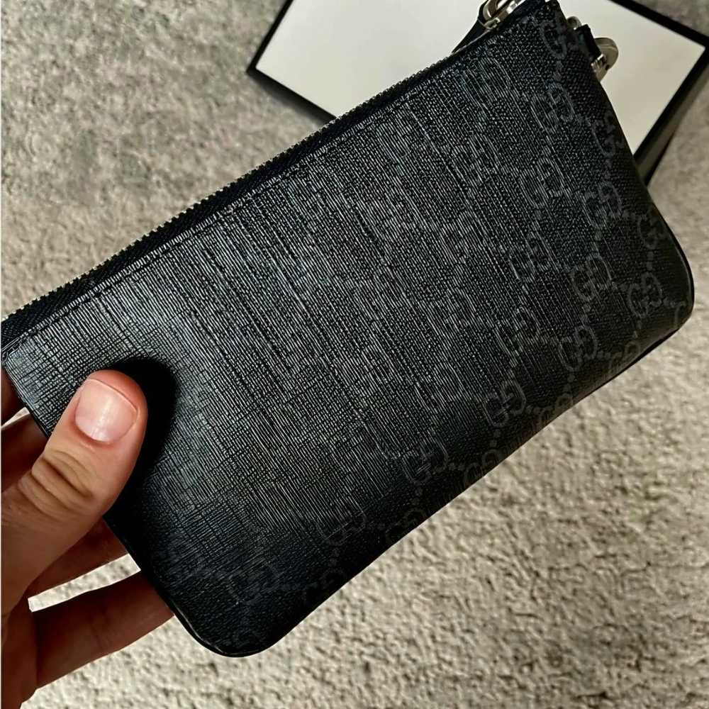 Gucci Black GG With Kingsnake Print Canvas pouch - image 2