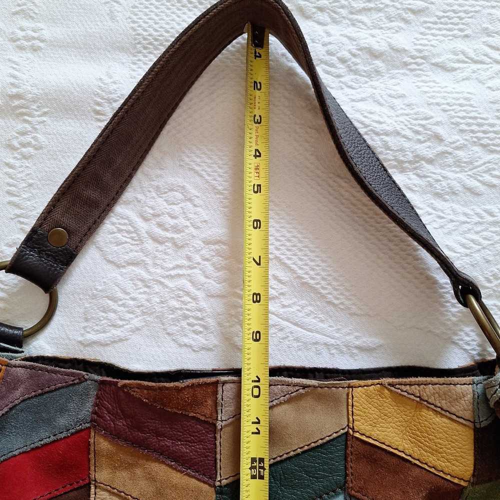 Vintage Lucky Brand leather and suede patchwork h… - image 11