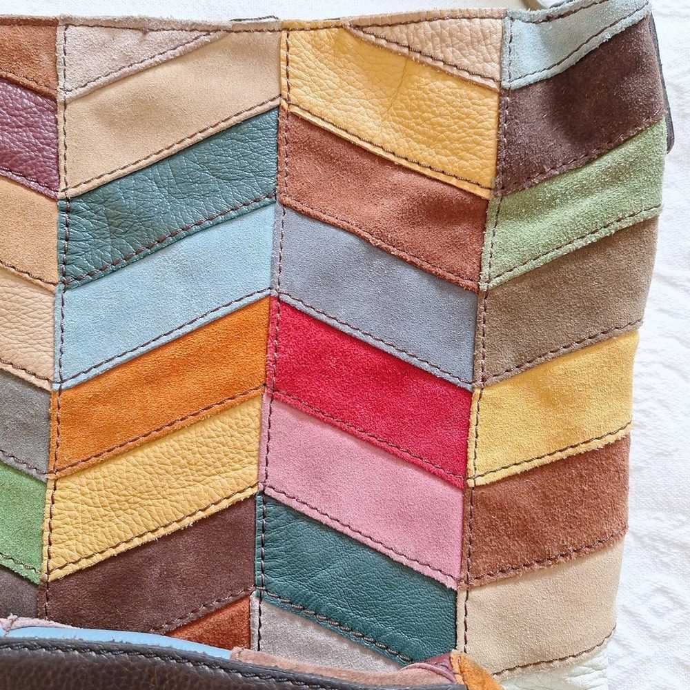 Vintage Lucky Brand leather and suede patchwork h… - image 8