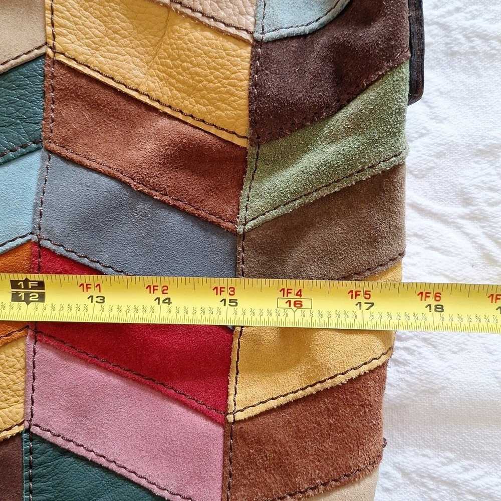 Vintage Lucky Brand leather and suede patchwork h… - image 9