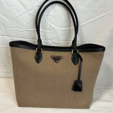 PRADA Canvas & Leather Tote Bag