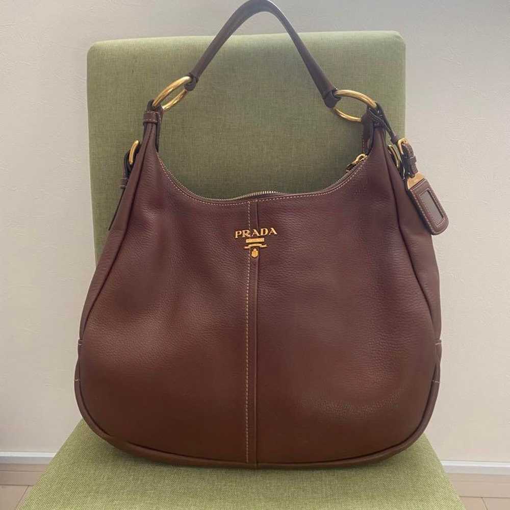 PRADA shoulder bag, brown leather - image 11