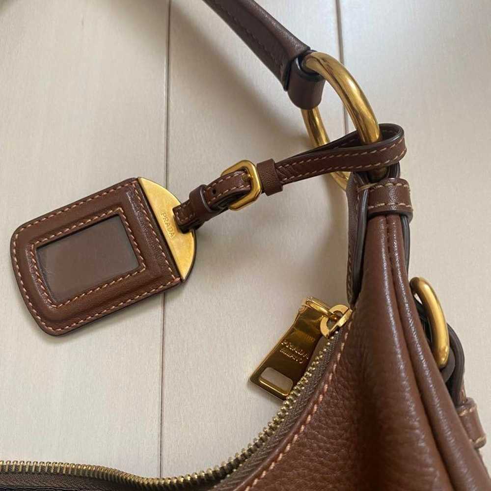 PRADA shoulder bag, brown leather - image 4