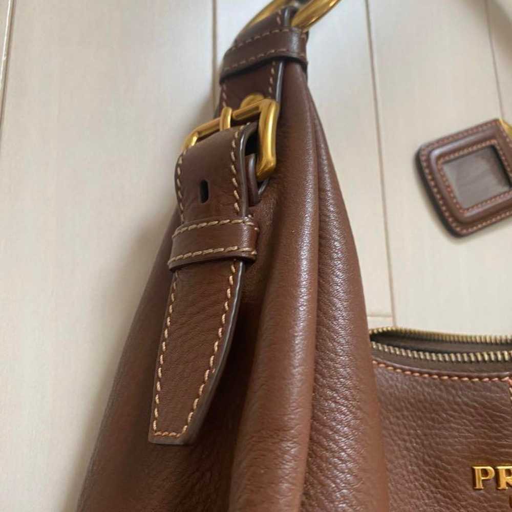 PRADA shoulder bag, brown leather - image 6