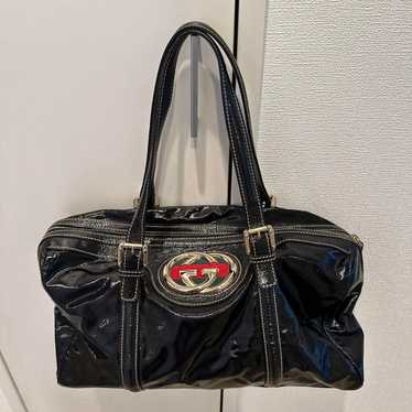 【Excellent Condition】GUCCI Enamel Tote Black