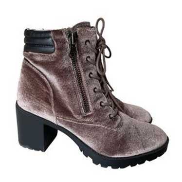 Madden Girl Lavender Velvet High Heel Combat Boots - image 1