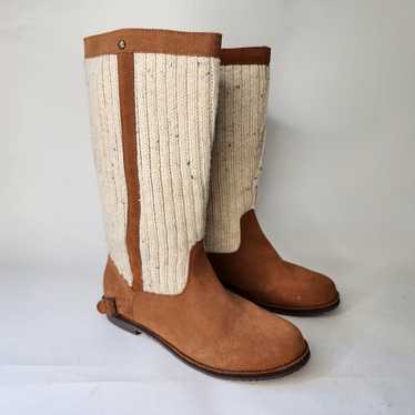 Reef Autumn Star Knit Boot Brown Cream Suede Pull-