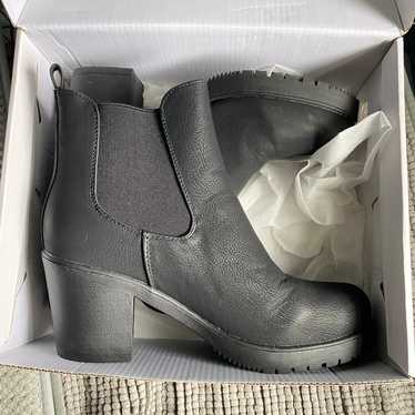 Dream Pairs Faux Leather Chunky Heel Ankle Booties