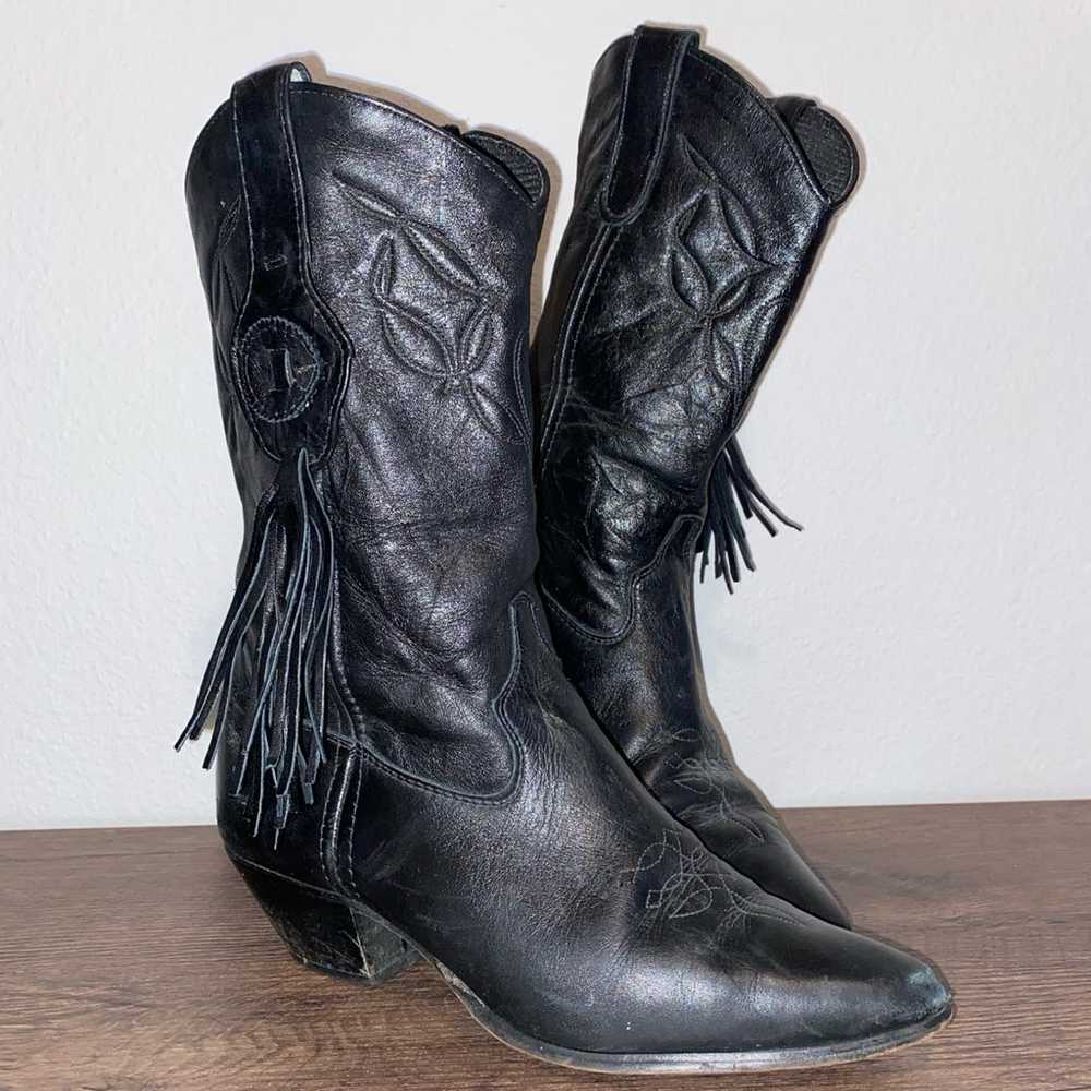 Laredo Vintage Black Leather Cowboy Western Boots… - image 8