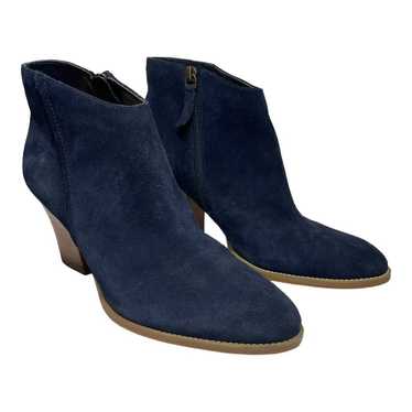 Susina Navy Blue Suede Ankle Booties 11 Womens Lea