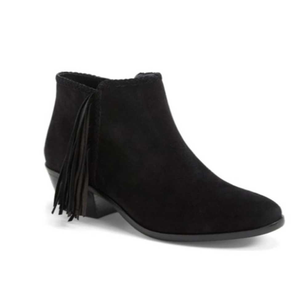 Sam Edelman Paige Black Fringe Ankle Boots - image 1