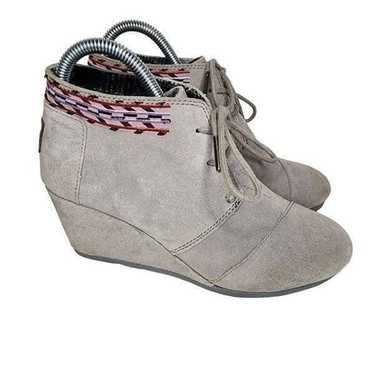 Toms Women Shoes, Grey Suede Aztec Print Ankle Bo… - image 1