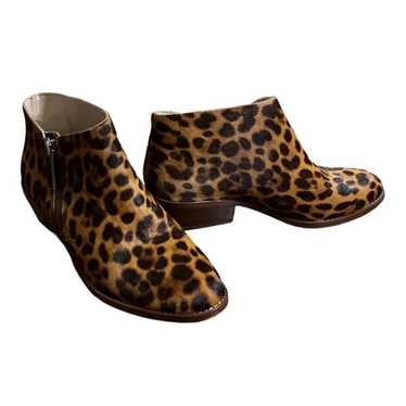 1.STATE Brown Rosita Leather Leopard Boots Booties