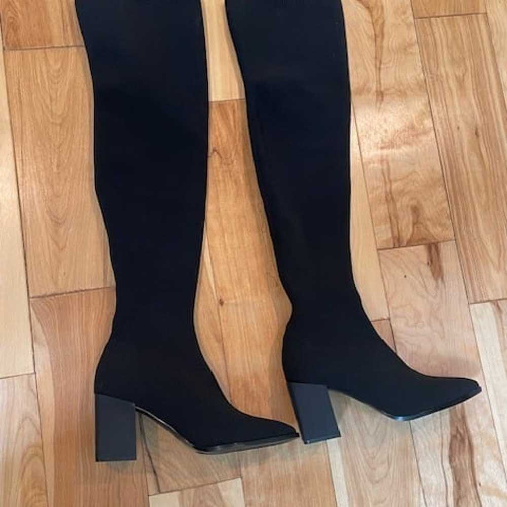 Aldo Size 8 Thigh High Black Fabric Boots - image 1