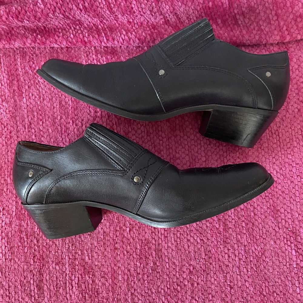 Dingo Low Cut Leather Western Booties Black Size 8 - image 6