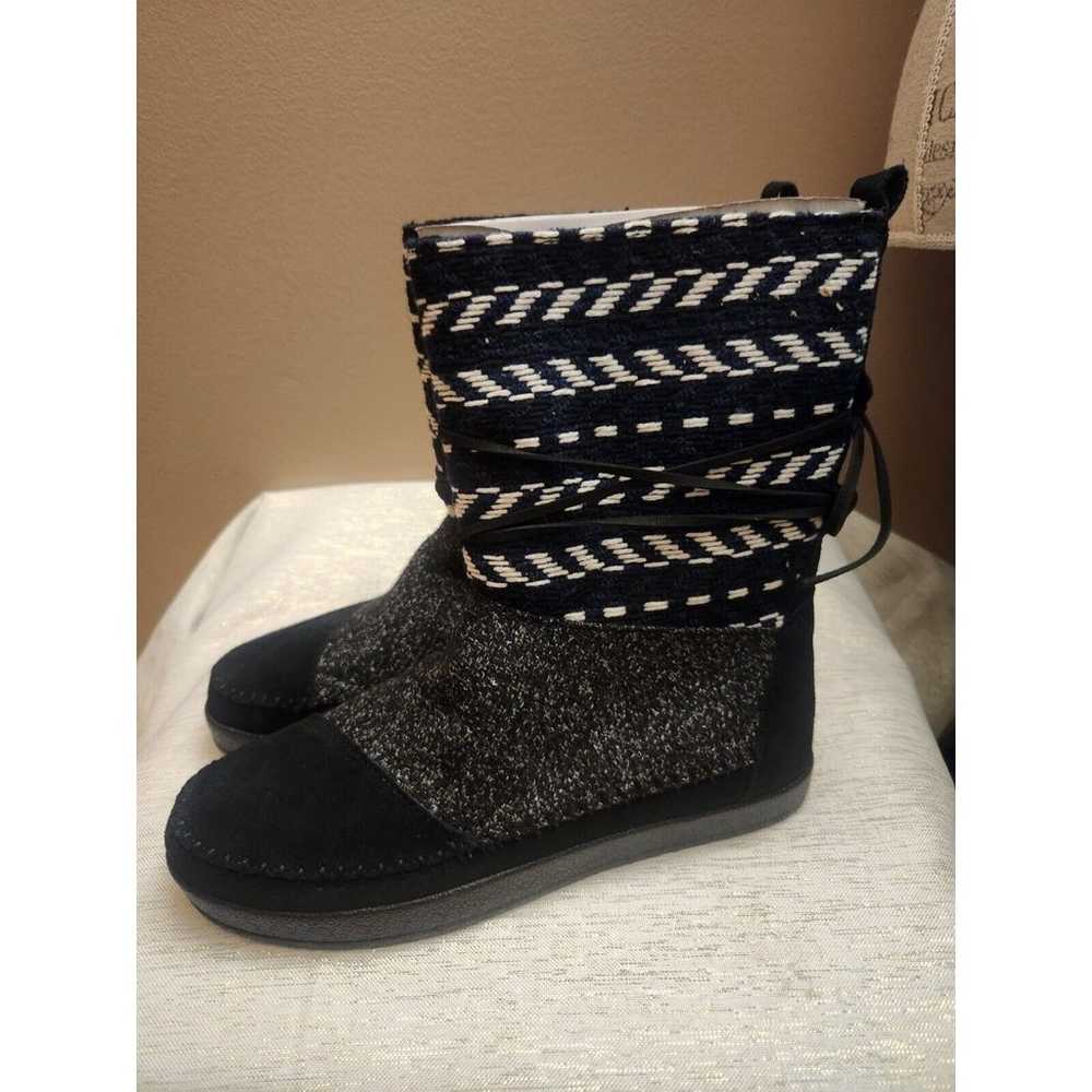 Toms Nepal Black Suede Textile Mix Sweater Boots … - image 2