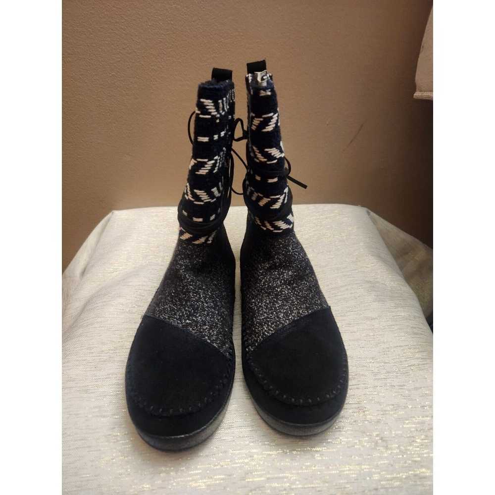 Toms Nepal Black Suede Textile Mix Sweater Boots … - image 3