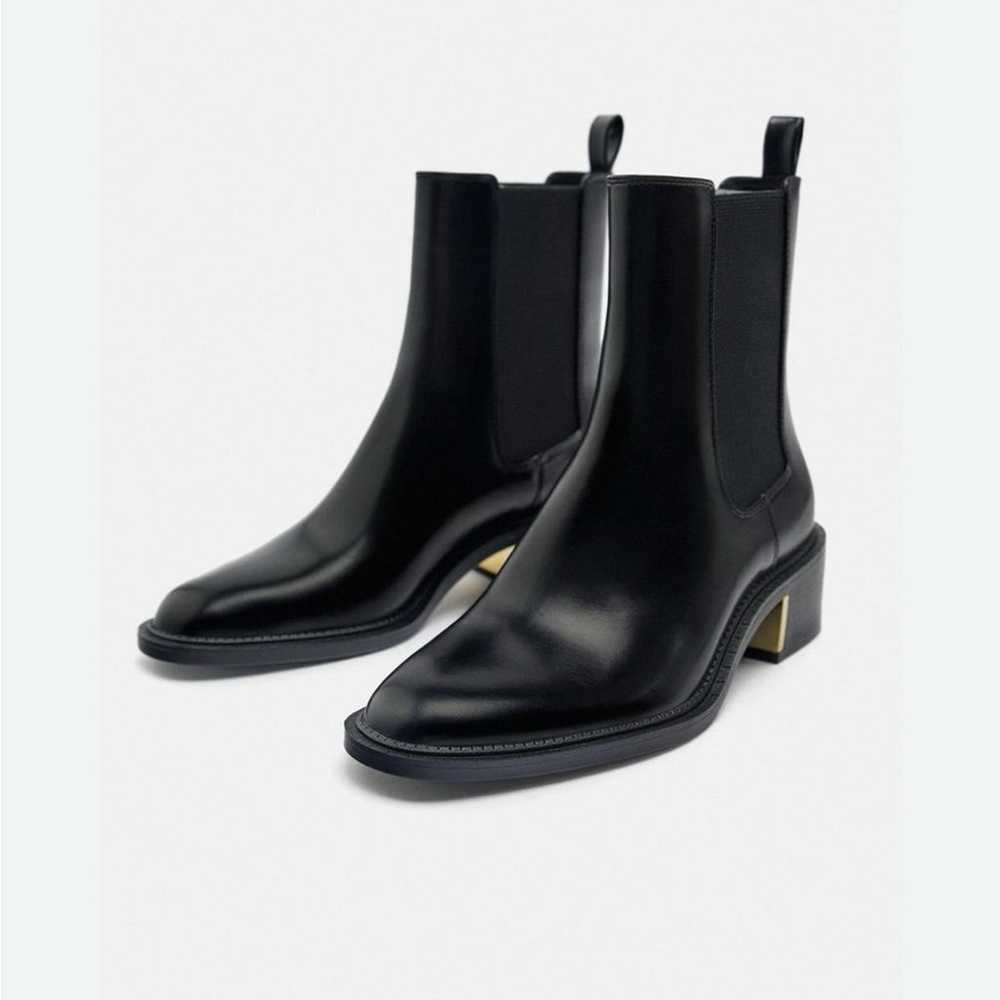 Zara Chelsea Boots Leather Black Size EU 39 US 8 - image 1