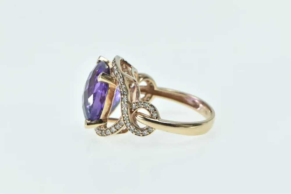 10K Cushion Amethyst Diamond Halo Twist Statement… - image 2